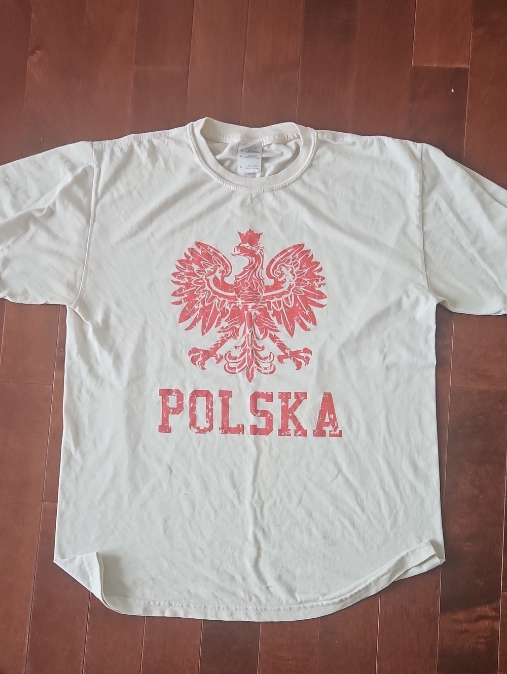 Gildan White Short Sleeve Tee with Red Polska Eagle Graphic